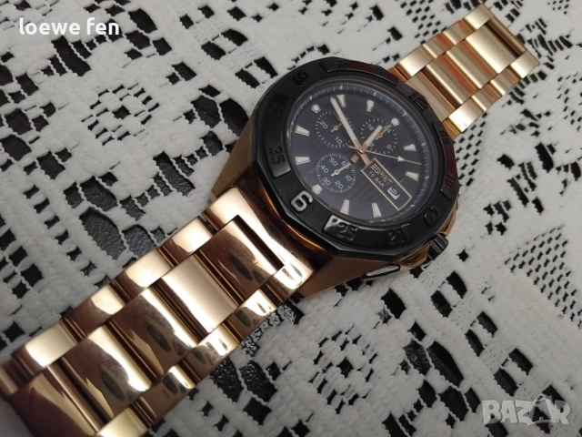 Esprit Rose Gold - rolex breitling style - неръждаема стомана с покритие розово злато !, снимка 2 - Мъжки - 53049278