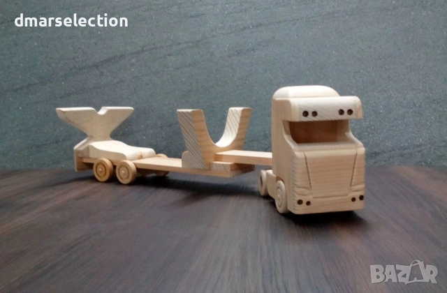 Декоративен дървен камион с ремарке - поставка за бутилка DMAR 319M2, снимка 2 - Колекции - 53206064