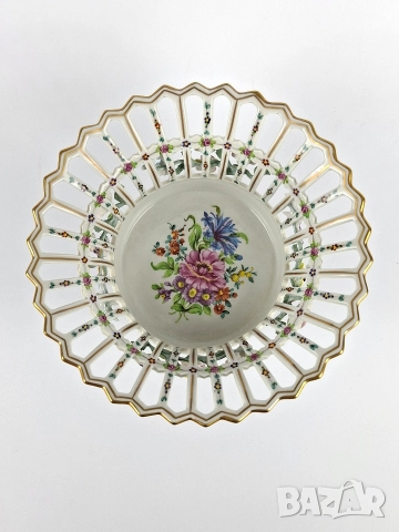 Ажурена фруктиера - Carl Thieme, Potschappel, Dresden, снимка 2 - Декорация за дома - 52740212