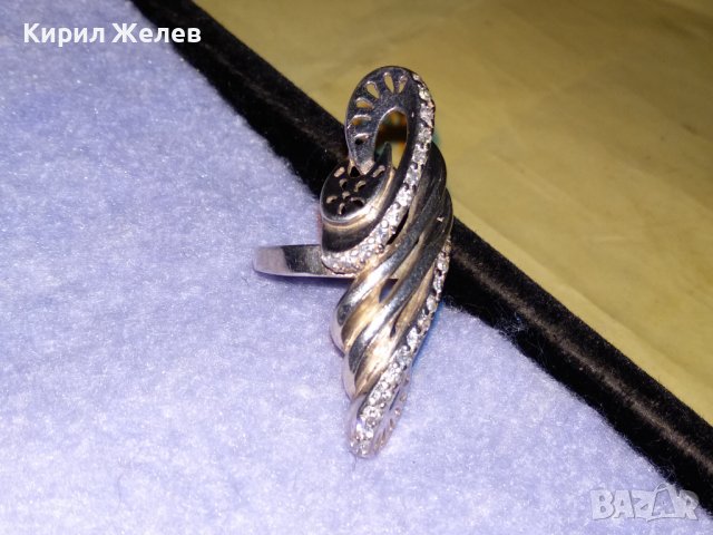 ЕЛЕГАНТЕН МОДЕН ПОЗЛАТЕН СРЕБЪРЕН ПРЪСТЕН СРЕБРО 925 с ФАСЕТИРАНИ ЦИРКОНИ ДИЗАЙНЕРСКО АРТ БИЖУ 34368, снимка 13 - Пръстени - 39507400