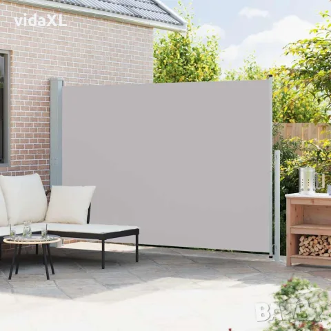 vidaXL Прибираща се дворна странична тента, 200x314 см, сива, снимка 3 - Огради и мрежи - 56146629