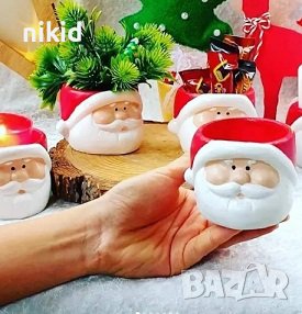 3D Дядо Коледа свещ свещник голяма Коледна силиконов молд форма калъп гипс кашпа саксия, снимка 2 - Форми - 42719425