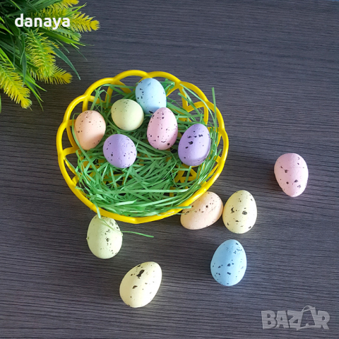 2836 Малко великденско панерче с шарени яйца и тревичка, снимка 5 - Декорация за дома - 36463510