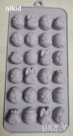 24 малки яйца яйце силиконов молд форма калъп фондан шоколад гипс бонбони декор, снимка 1 - Форми - 39643070