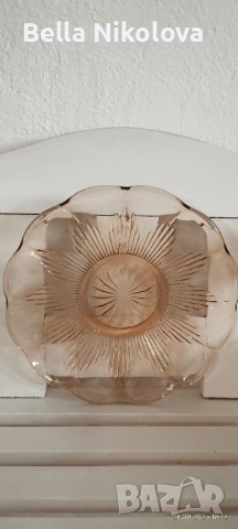 Стъклено плато, фруктиера -29 см., снимка 2 - Антикварни и старинни предмети - 51529713