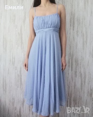 VILA y2k елегантна дамска рокля с дължина под коляното в син цвят р-р S, снимка 2 - Рокли - 44374973