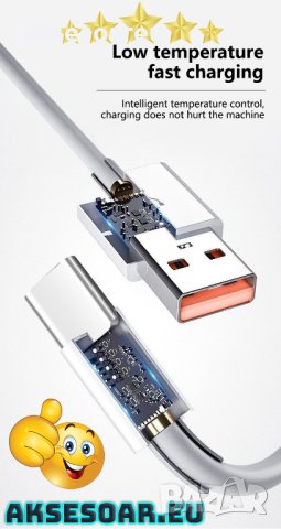 Супер Бърз заряден кабел 120 W 10 A USB Type C бързо зареждане за зарядно за Xiaomi Samsung Huawei H, снимка 7 - Резервни части за телефони - 42338784