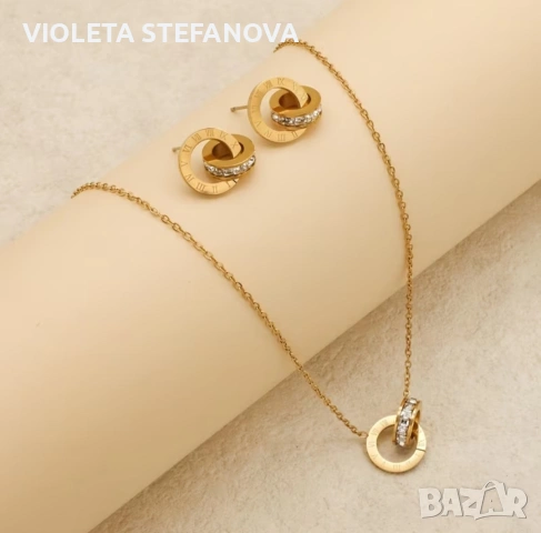 Дамски позлатени комплекти от медицинска стомана , снимка 2 - Бижутерийни комплекти - 53169609