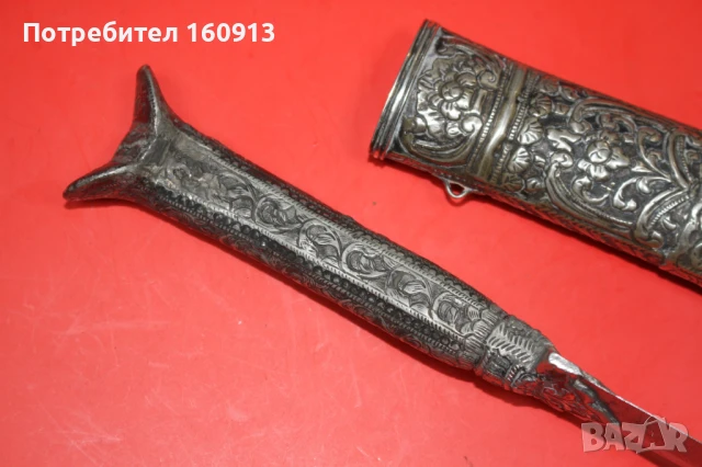 Автентичен Средиземноморски Гръцки сребърен нож кама ятаган, снимка 6 - Антикварни и старинни предмети - 51173039