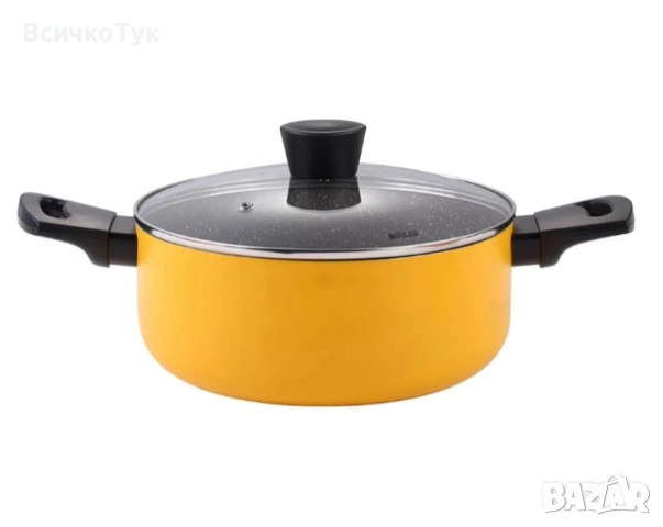 ✨Тенджера с капак Muhler Ida MR-2032, 2.5L / 5.9L, Жълт 