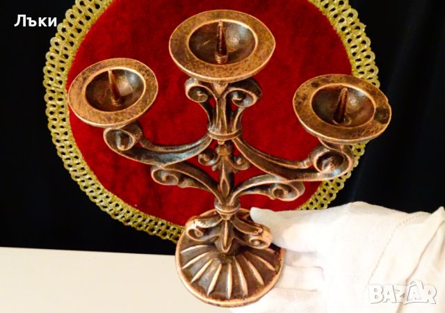 Троен свещник,свещник за три броя свещи. , снимка 4 - Антикварни и старинни предмети - 42626219