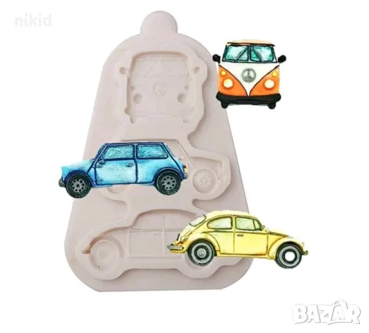 3 бр Автобус кола автомобил силиконов молд форма фондан шоколад декор украса, снимка 2 - Форми - 48951947