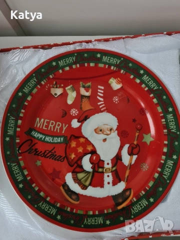 Коледно плато с шпатула за десерти, снимка 4 - Чинии - 52351096