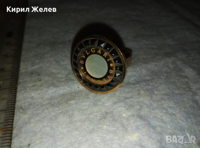 BVLGARI ПОЗЛАТЕН МАРКОВ СЕДЕФЕН АРТ ПРЪСТЕН БУЛГАРИ от БЛАГОРОДНА НЕРЪЖДАЕМА СТОМАНА 38916, снимка 11 - Пръстени - 42082394