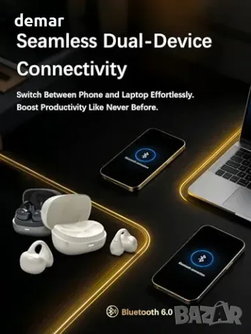 Open Ear Clip-On Bluetooth 6.0 слушалки Essonio с микрофон и калъф за зареждане, снимка 7 - Bluetooth слушалки - 55827410