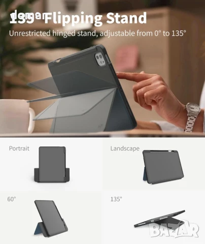 EIP калъф за iPad Air 11" M3/M2 (2025/2024), 5-то/4-то поколение (2022/2020), регулируема стойка, снимка 3 - Таблети - 50779135