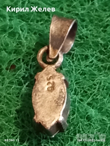 Сребърна висулка с инкрустиран цирконий ръчна изработка 25325, снимка 6 - Колиета, медальони, синджири - 52652098