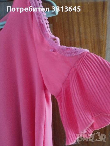 Дамска блуза с интересен ръкав в цвят диня , снимка 2 - Туники - 41851673