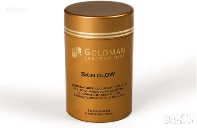Goldman Laboratories Skin Glow, 30 капсули, съдържащи колаген тип I, V, хиалуронова киселина