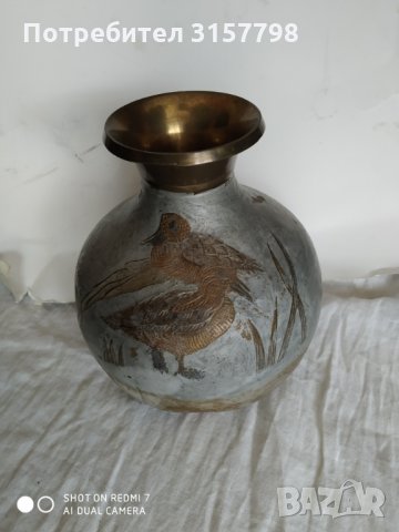 месингова ваза, снимка 3 - Антикварни и старинни предмети - 33889888