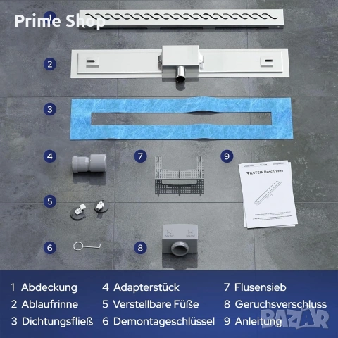 90см линеен сифон за баня VILSTEIN Greek, инокс, снимка 6 - ВИК - 53748545