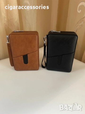 Преносим хумидор от естествена кожа и кедър за 6 пури, снимка 4 - Табакери - 52935096