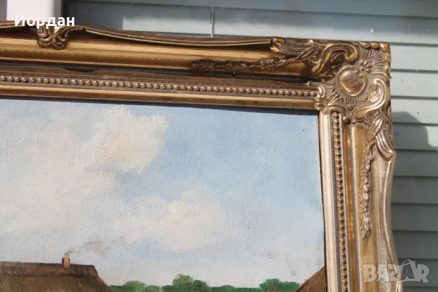 Стара европейска картина  масло върху платно, снимка 6 - Картини - 50085041