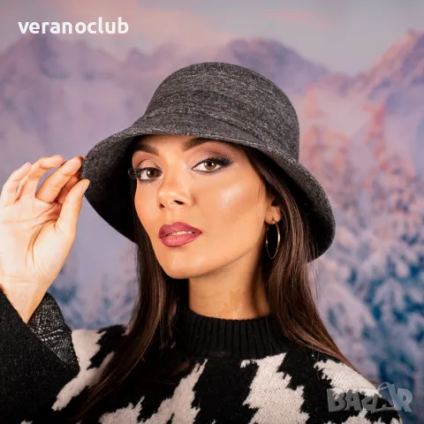 Сива зимна капела Дамска, снимка 3 - Шапки - 47336990