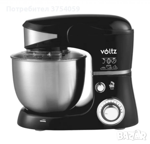 Планетарен миксер Voltz V51115G – 5L инокс купа, 6 скорости + Pulse, 3 бъркалки, снимка 2 - Миксери - 53153601