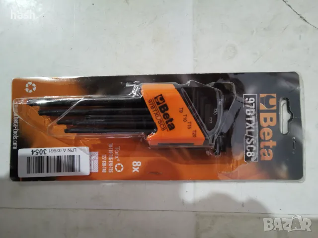 Комлпект ключове Г-образни TORX с обла глава (8 бр) дълга серия, 97BTXL/SC8, Beta Tools, снимка 4 - Ключове - 49265462