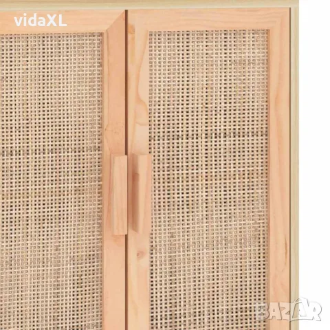 vidaXL Сайдборд, кафяв, 60x30x70 см, бор масив и естествен ратан, снимка 7 - Бюфети - 56147098