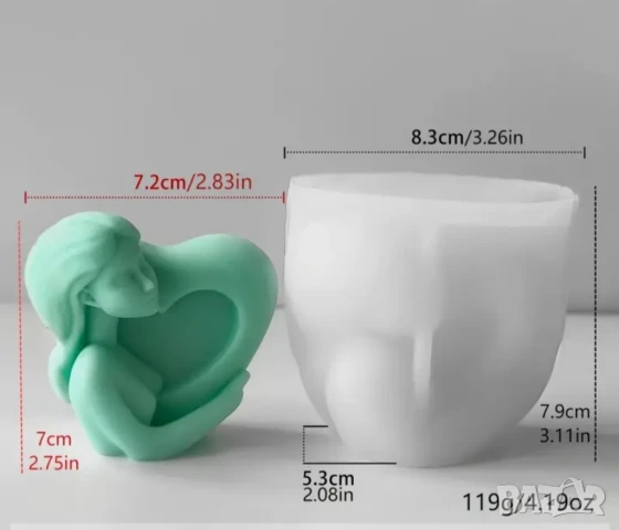 Молд жена със сърце , снимка 6 - Форми - 51291028
