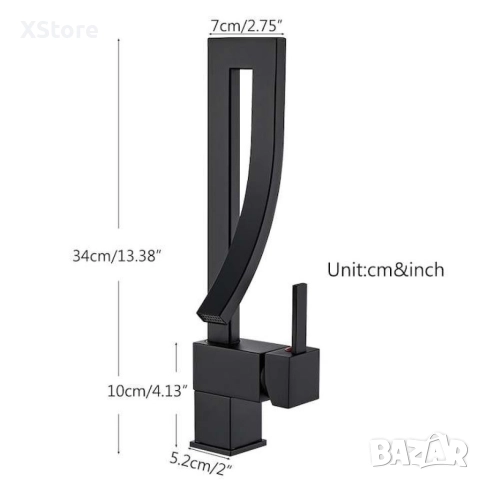 Смесител за мивка модел водопад, матов, черен, снимка 4 - Смесители - 52588666