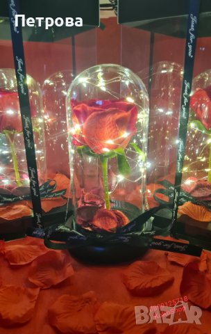 Роза в стъкленица в луксозна кутия/вечна роза/Роза с LED светлини , снимка 3 - Декорация за дома - 44144686