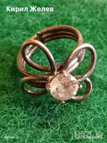 Сребърен пръстен с флорален мотив и инкростиран цирконий ръчна изработка 51797, снимка 4 - Пръстени - 52882379