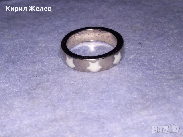 КРАСИВ СТИЛЕН НИКЕЛИРАН МЕДЕН АРТ ПРЪСТЕН с ЕМАЙЛИРАНИ ЗВЕЗДИЧКИ 38639, снимка 8 - Пръстени - 41649085