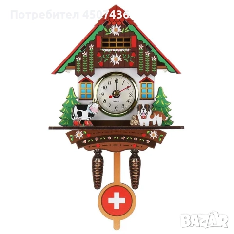 Мини стенен кварцов часовник дървена къщичка,домашен декор, снимка 7 - Стенни часовници - 52820899