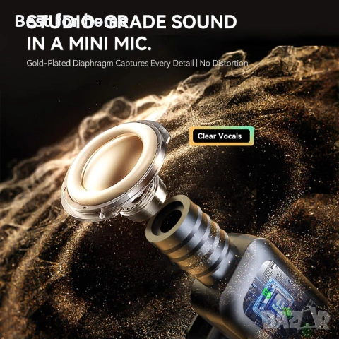 Безжичен микрофон брошка с LED дисплей – Shiny Black, 7 часа батерия, за iPhone (всички модели) и An, снимка 7 - Микрофони - 53211871