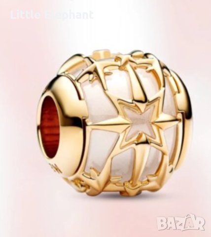 Сребърен елемент Пандора топче"Shining star Planet Galaxy star",Gold/нов