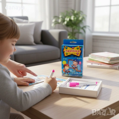 6468 Образователни карти за събиране или изваждане с маркер, 36 флаш карти за математика, снимка 7 - Ученически пособия, канцеларски материали - 53769512