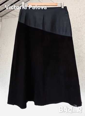 Луксозна кожена пола MORGAN GARMENTS рядък модел, снимка 2 - Поли - 52114467