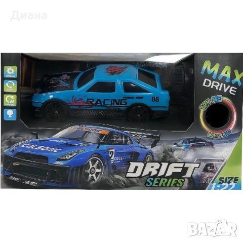 Дрифт кола с мащаб 1:22, LED светлини, батерия на колата: 3.7V 500mAh, време за каране 20 минути и д, снимка 2 - Коли, камиони, мотори, писти - 51997071