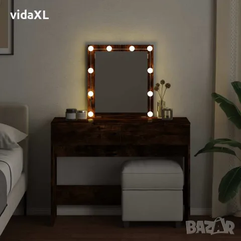 vidaXL Тоалетка с LED, опушен дъб, 100x40x130 см, снимка 3 - Тоалетки - 56148268