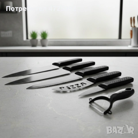 Комплект кухненски ножове – Cheffinger CF-MB08 от 6 части с мраморно покритие и магнитна кутия, снимка 4 - Прибори за хранене, готвене и сервиране - 53310829