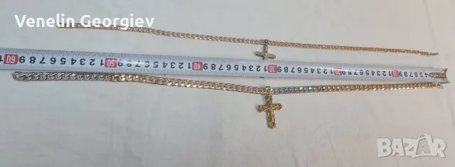 Стоманен синджир с кръс в цвят злато 2бр, 56см. / 60см., снимка 18 - Колиета, медальони, синджири - 48984381