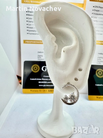 Сребърни обеци с мойсанит (Диамант) 0.8 карата, снимка 7 - Обеци - 52844709