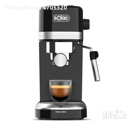Машина за еспресо Solac Taste Slim Black CE4510 (С дефект отзад на резервоара  за водата и по кашона