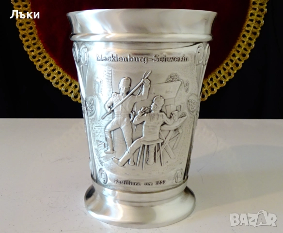 Чаша от калай,халба 300 мл.,Немски пощи през 1820 г. , снимка 4 - Антикварни и старинни предмети - 51584809