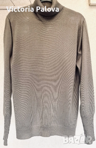 Луксозен италиански пуловер LE TRICOT PERUGIA от фин меринос цвят мляко с кафе, снимка 2 - Блузи с дълъг ръкав и пуловери - 52158453