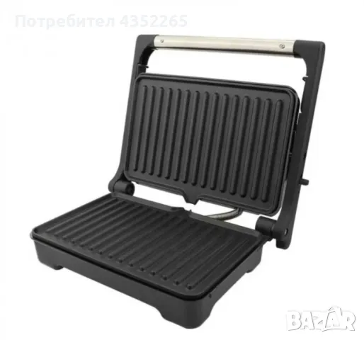 Тостер-сандвич Rosberg 1500W, Грил незалепващи бр. 1 плочи, Инокс с черно, 2 ГОДИНИ ГАРАНЦИЯ, снимка 2 - Скари - 48644853